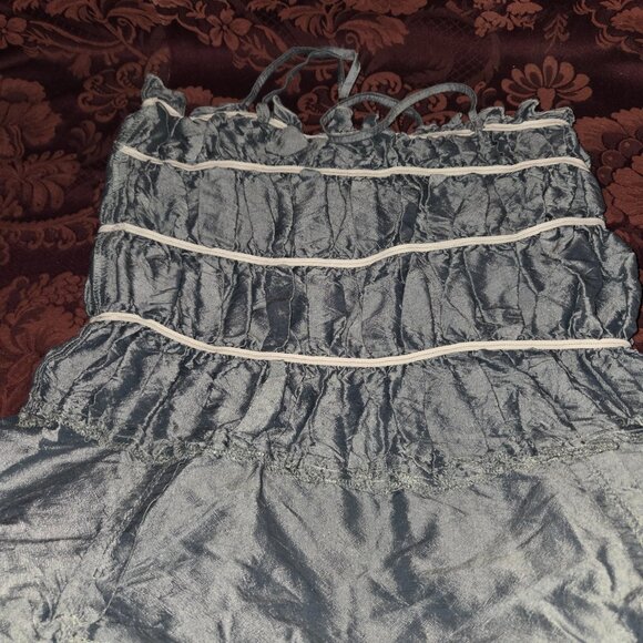 Magnolia Pearl Blue Silk Tiered Elastic Ruched Sundress - Picture 10 of 11